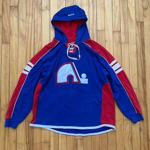 Reebok NHL Face Off Collection Hoodie XL Quebec Nordiques Hockey Lace Up